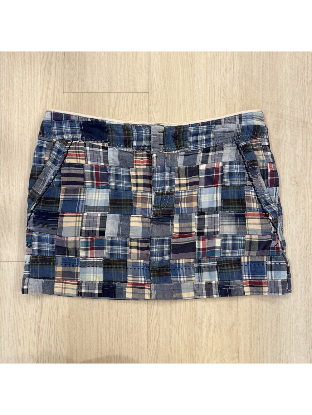 VTG Y2K American Eagle Patchwork Micro Mini Skirt Womens Size 4 2000s Core GUC